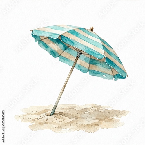 beach umbrella and chair