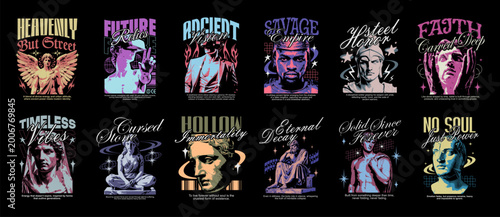 Cuadro en lienzo Christian streetwear t-shirt design bundle, Faith urban design set for print, Re