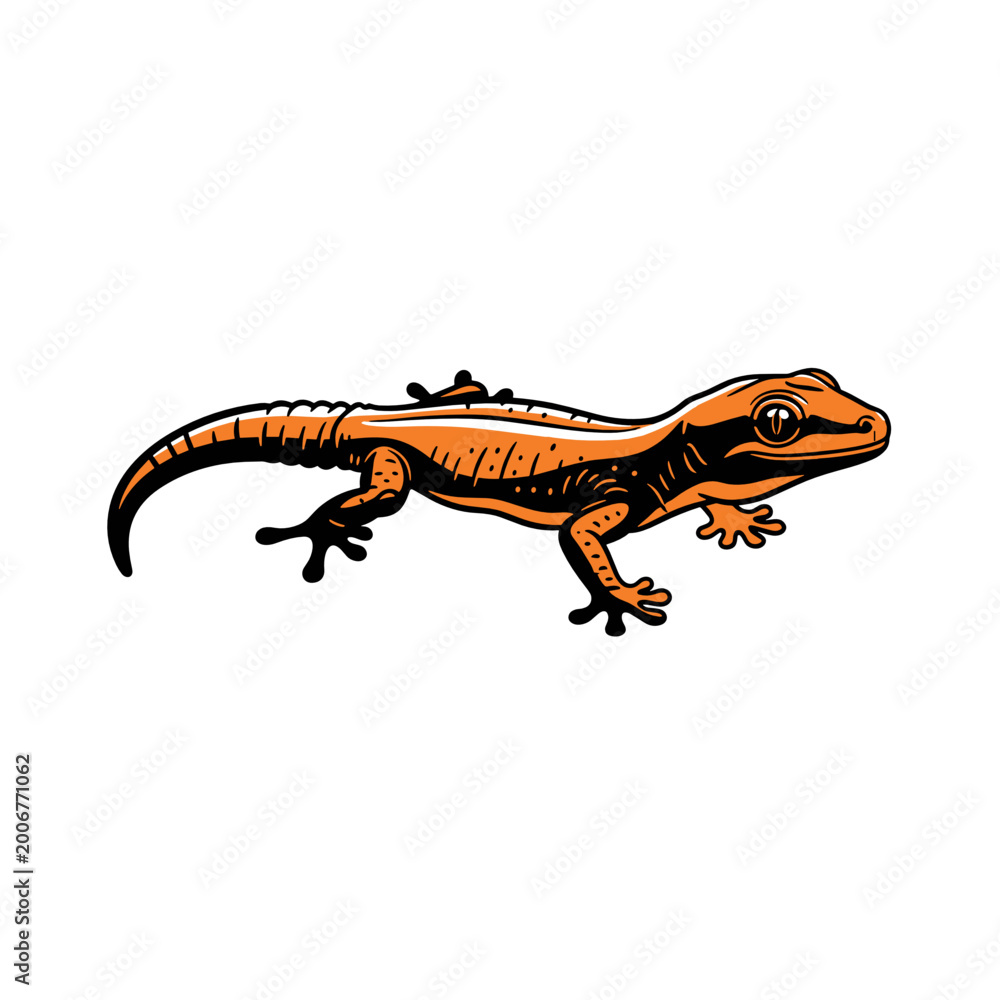 Fototapeta premium Gecko Silhouette in Black and Orange - Concept of Nature and Reptiles