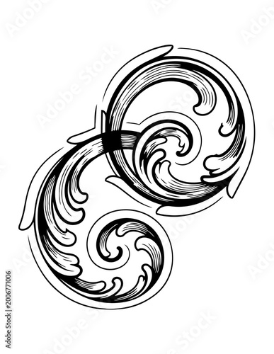 Detailed swirling pattern design element.