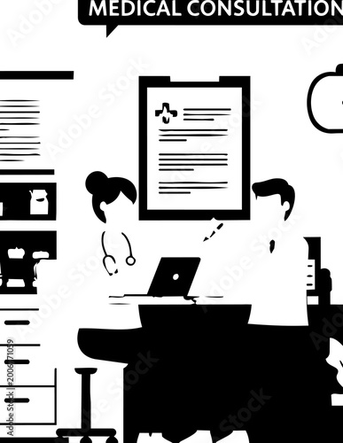 Doctor and patient in medical consultation.