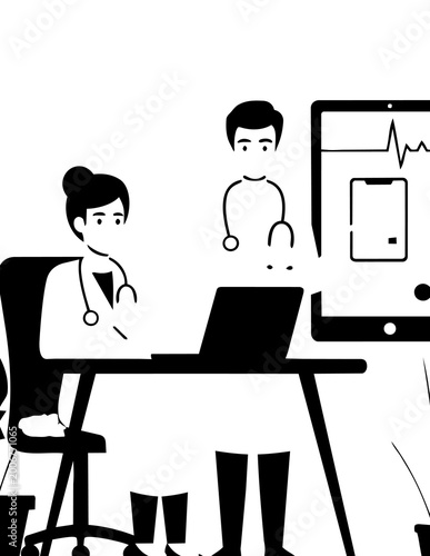 Doctor and patient in telemedicine consultation.