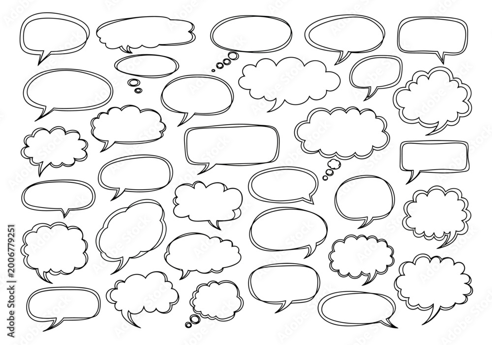 Fototapeta premium Speech bubbles and thought clouds for dialogue and communication design