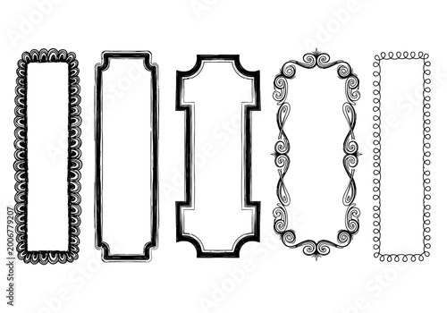 Vintage chain frame borders for photo and text decoration, black and white