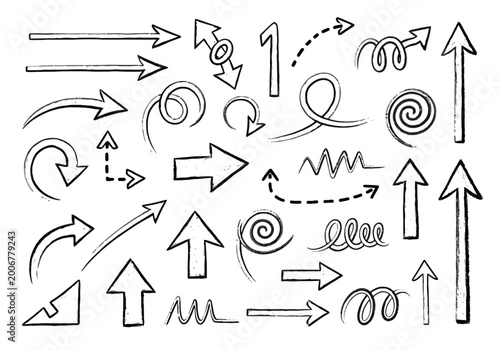 Hand drawn arrows collection for design and presentation, various directions and styles
