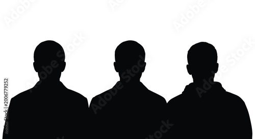 Bild auf Leinwand Three men in suits shoulder to shoulder black silhouette high quality profession