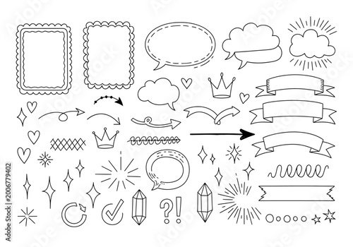 Vector illustration icons set for graphic design and social media, decorative elements