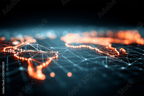 Futuristic Digital Earth with Global Network Data Connections and AI Visualization