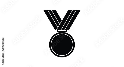 Fotografija Black medal silhouette with ribbon isolated on a white background silhouette hig