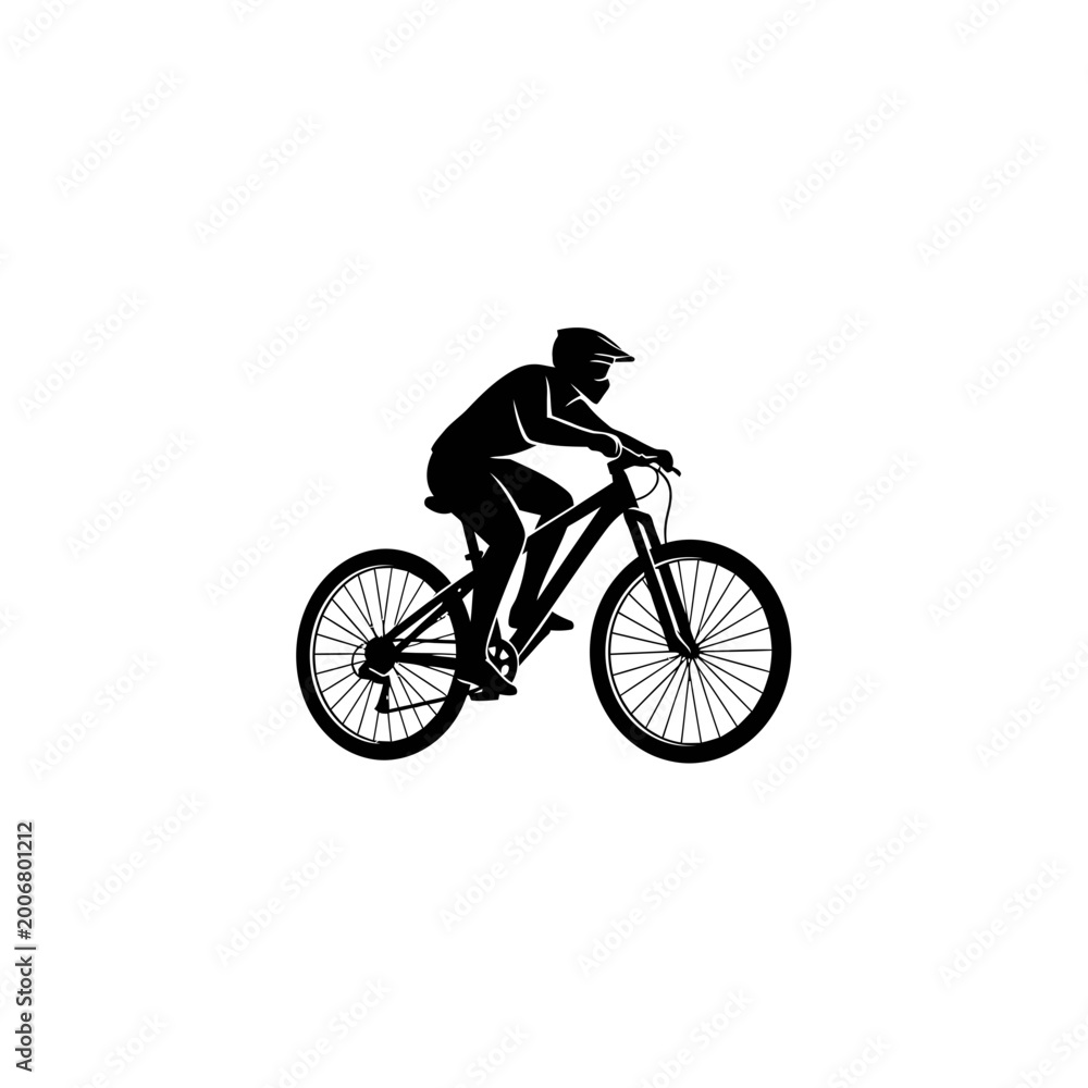 Obraz premium Mountain bike rider silhouette vector illustration