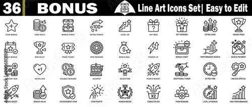 Cuadro en lienzo Bonus line art icons