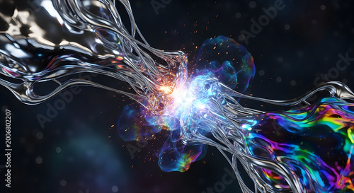 Abstract digital explosion a vibrant cascade of light and data streams