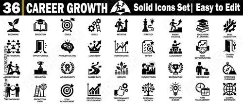 Foto Career growth icon set