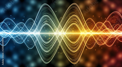 Abstract visualization of sound waves a colorful energy spectrum