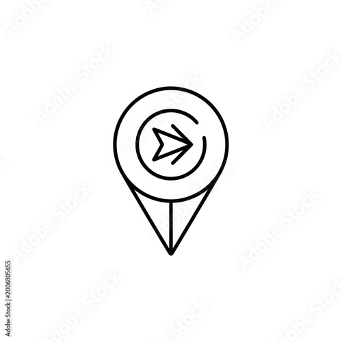 Free Download Black line map pointer icon with navigation arrow symbol - GFXLoad