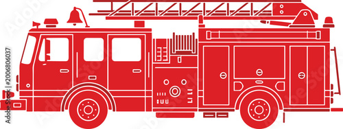 Obraz na płótnie Red fire truck ladder engine detailed illustration for emergency services firefi