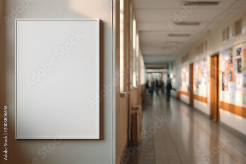 School Hallway Mockup with Blank Poster for Creative Educational