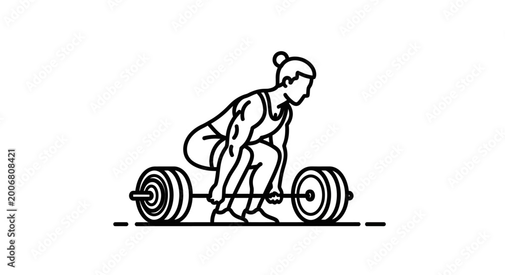 Fototapeta premium Man lifting weights isolated on white background vector illustration