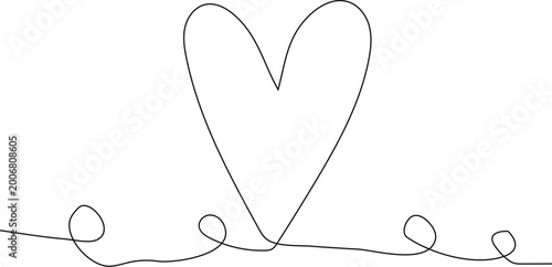 Single Line Heart with Loops on White Background love