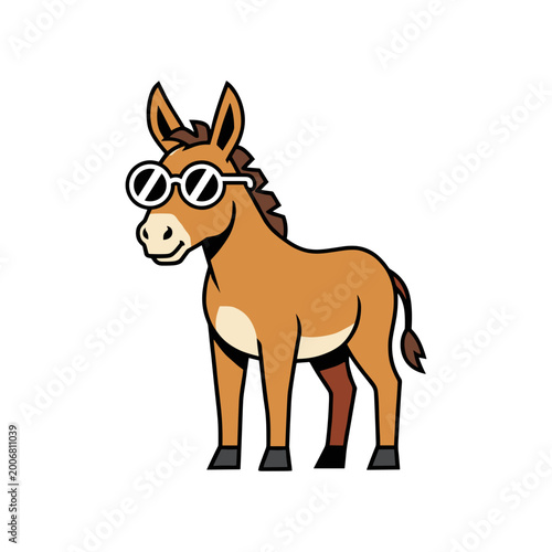 Bild auf Leinwand Cool cartoon donkey wearing sunglasses vector illustration with vector illustrat