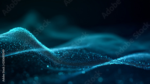 Abstract Digital Technology Background with Flowing Data Waves and Copy Space