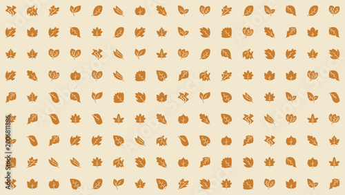 Desert Ember Leaf Icons Grid — Fall Botanical Symbols in Warm Earthy Tones