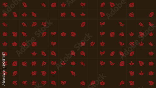 Desert Ember Leaf Icons Grid — Fall Botanical Symbols in Warm Earthy Tones