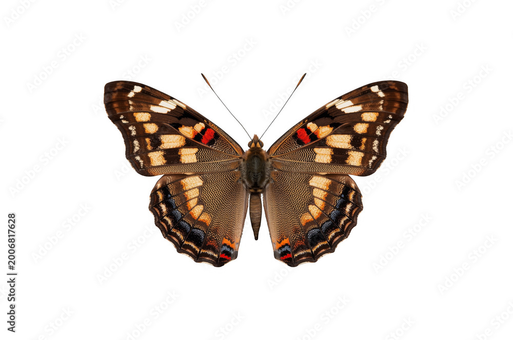 Fototapeta premium Colorful butterfly with patterned wings on transparent background