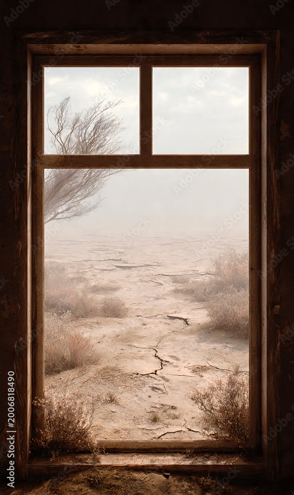 Fototapeta premium point of view from the window looking at the Drought outside