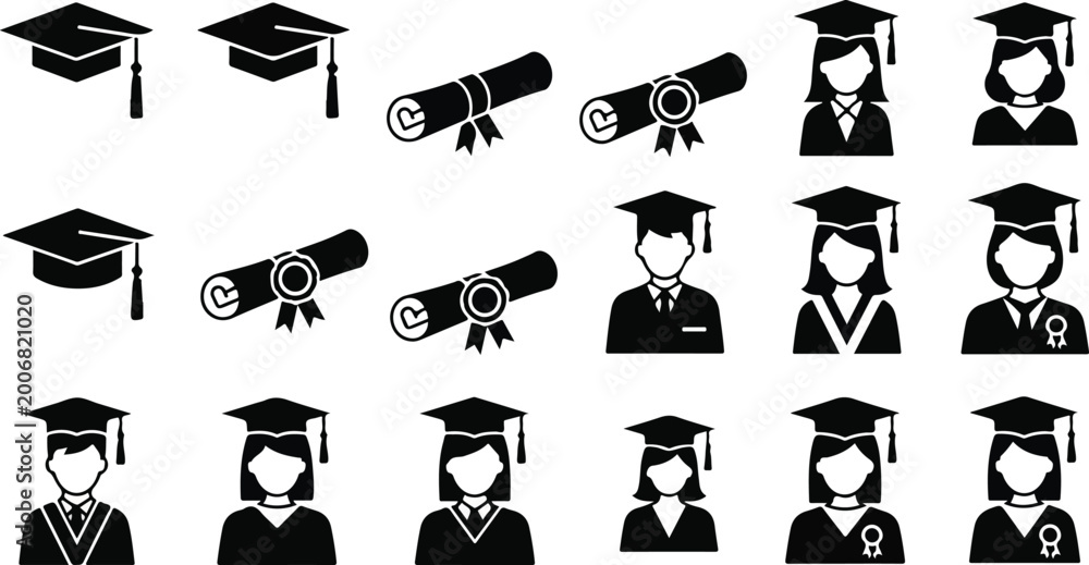 Obraz premium Graduation Cap Icons 2.