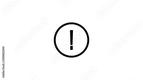Warning sign animation.alert risk safety danger road warning sign symbol. Outline exclamation Mark in Circle Icon. Alert Notification or Important Information Symbol