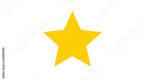 Yellow star shape on a white background with five pointed five points star icon decoration celebration isolated geometric minimalist positive highlight favorite performance recognition