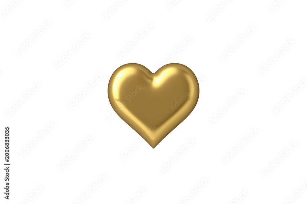 Fototapeta premium Golden 3d heart balloon creating luxury love concept