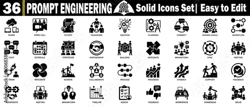 Photos Prompt engineering solid icons for collaboration, strategy, and technology