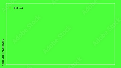 Video camera replay screen animation on a black screen background .VHS Replay Overlay with green background for video editing, cinematic overlays. HD video