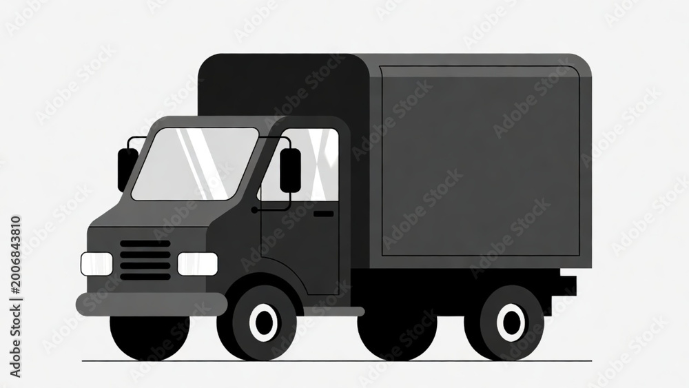Obraz premium Large Box Truck Illustration, Cargo Transport Vehicle for Freight Logistics