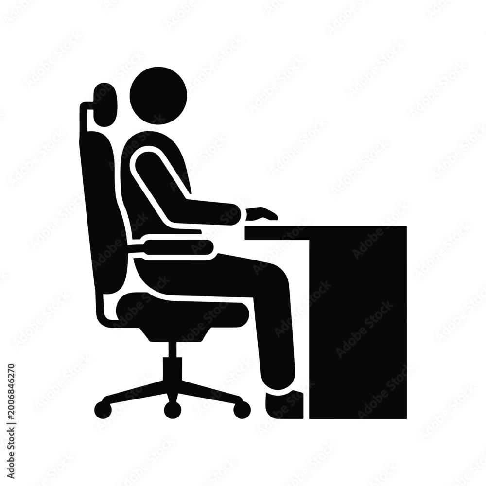 Fototapeta premium Ergonomic Office Chair Comfortable Seating Furniture Vector Icon