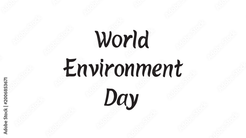 Fototapeta premium Typography text World Environment Day in playful vintage hand-lettered style for eco awareness posters