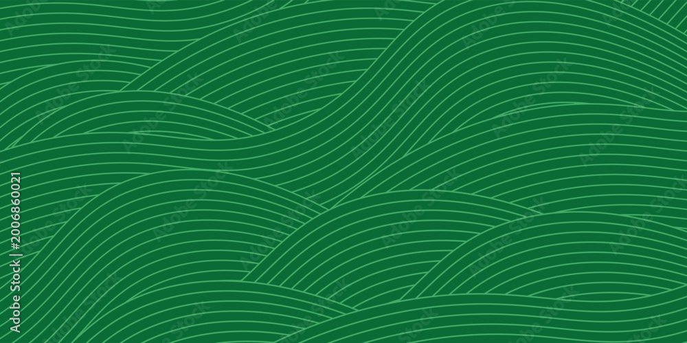Fototapeta premium Seamless green vineyard pattern with organic wavy lines of grape fields. Eco‑friendly farm texture, abstract striped landscape, natural agriculture background, botanical vector design for rustic decor