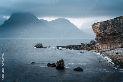 Cliffs landscape in the wildness of Isle of Skye in Scotland