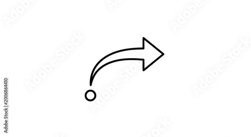 Curved Arrow Icon Showing Direction and Progress from a Starting Point