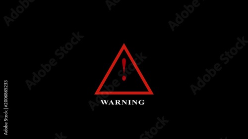 Warning signal icon animation.Exclamation symbol,Danger Caution symbol. Risk, alert icon animation on black background.