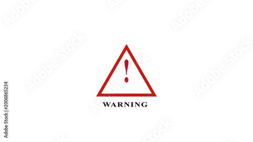 Warning signal icon animation.Exclamation symbol,Danger Caution symbol. Risk, alert icon animation on white background.