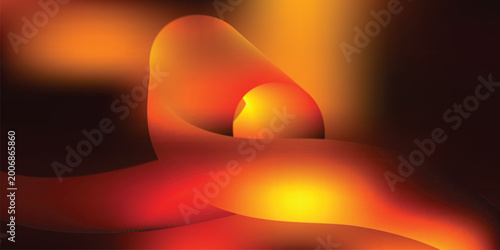Billede på lærred Warm orange yellow fluid three dimensional wave gradient abstract background smo