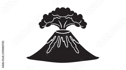 Quadro su tela Volcano erupting with smoke and ash cloud illustration featuring nature, natural