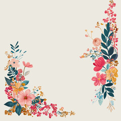 Cute vector floral border corners
