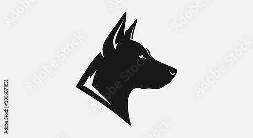 Fotografía Black Doberman Dog Silhouette Profile Icon - Minimalist Vector Art