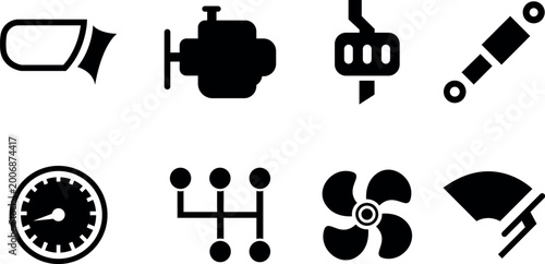Foto Automotive Car Parts and Service Icons Set