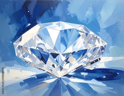 A large diamond with many facets shines brightly