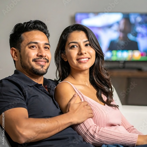 A man and woman sitting on a couch